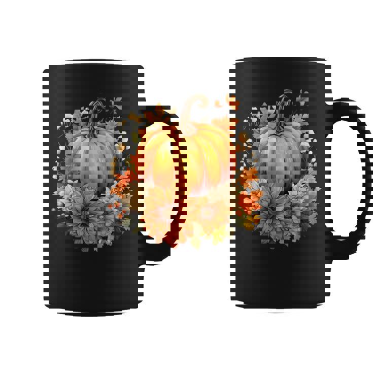 秋の花とカボチャ コーヒーマグ