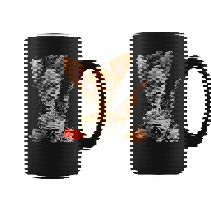 空手犬のチワワがラーメンを食べる、日本、面白いラーメン コーヒーマグ