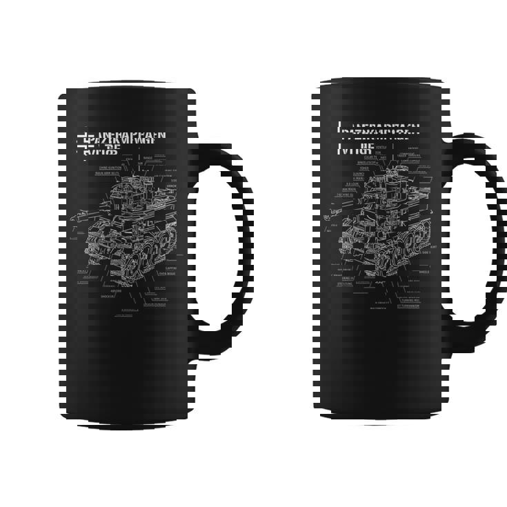 第二次世界大戦ドイツ戦車タイガーiの設計図 コーヒーマグ