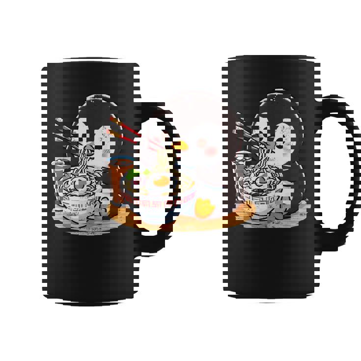 箸でラーメンを食べるかわいいペンギン コーヒーマグ