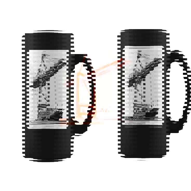 素晴らしいポートクレーン コンテナ船コスチューム コーヒーマグ