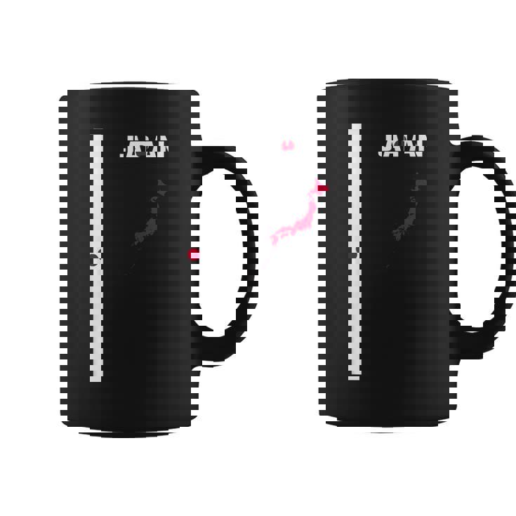 縦型日本国旗、文字「Japan」&シルエットマップ コーヒーマグ