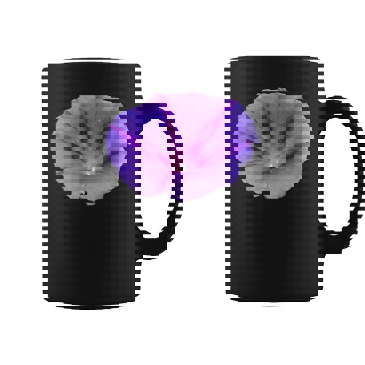美しいパープルカラーの朝顔フラワーカットアウト コーヒーマグ