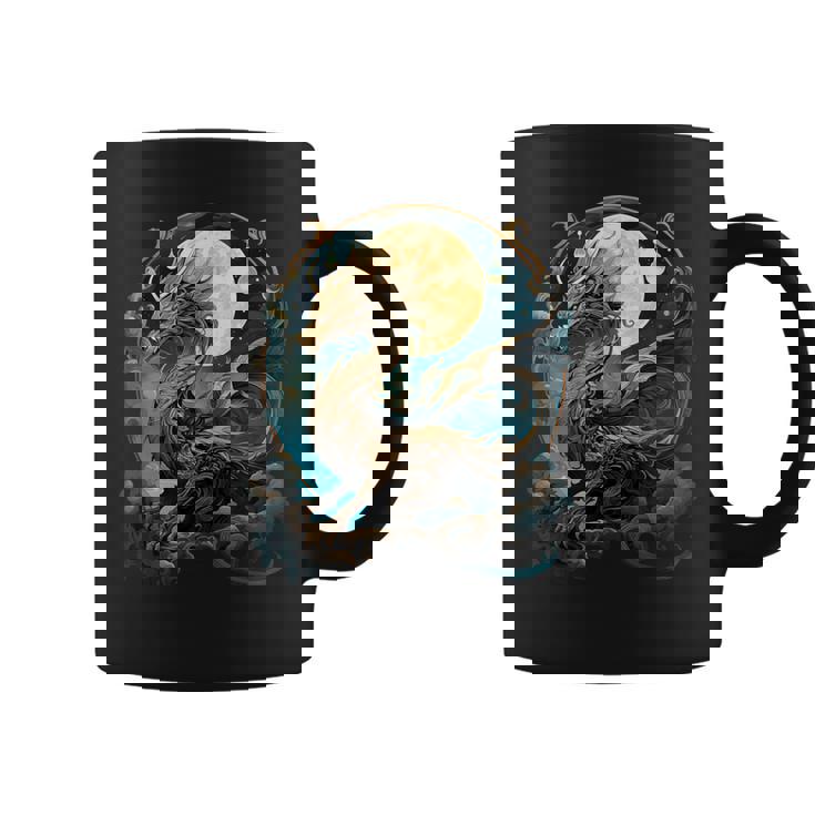 美しいルナゴールドドラゴン フローラルアートノボー コーヒーマグ