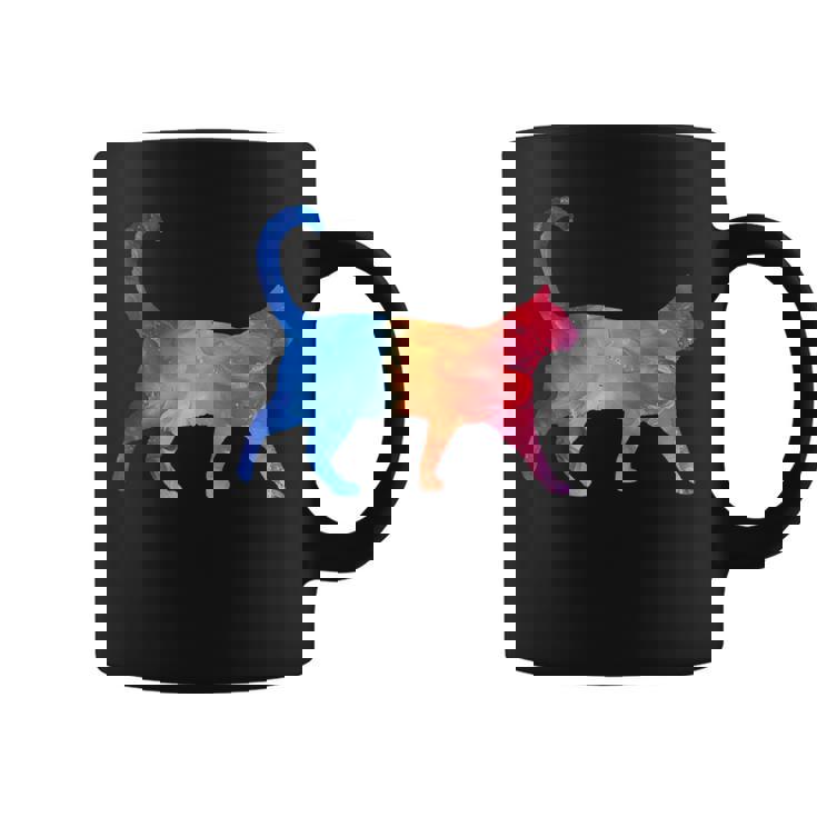 美的シルエット芸術的水彩猫 コーヒーマグ