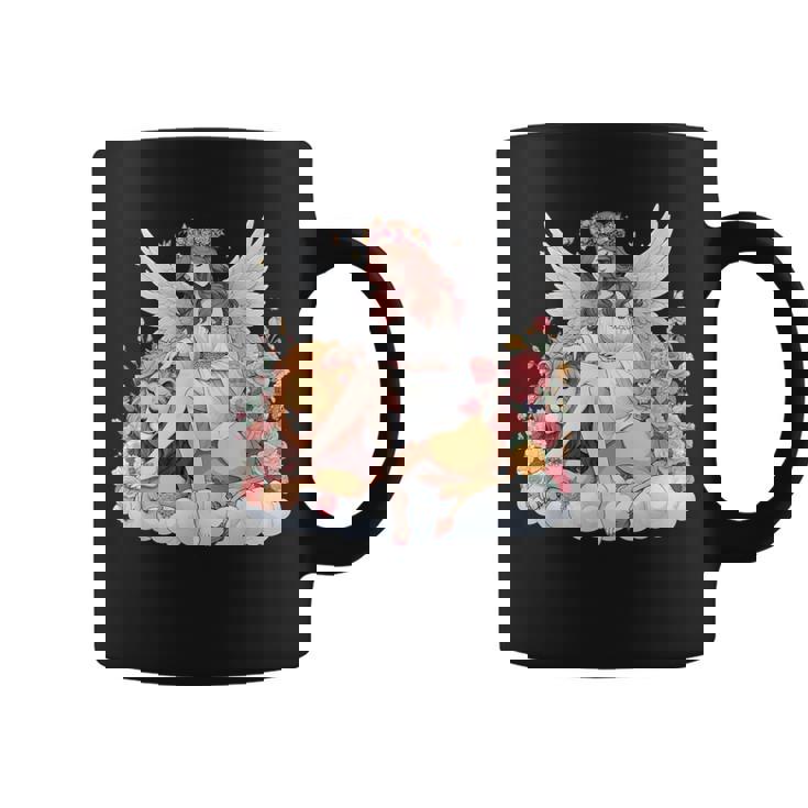 花に囲まれたライオンの天使 美しい天使 コーヒーマグ