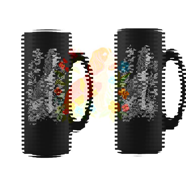 花柄 キャバリア王 チャールズ スパニエル キュート ママ 母の日 コーヒーマグ