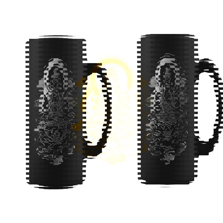 蓮の雲に座っている穏やかな仏陀 スピリチュアルマインドフルネス コーヒーマグ