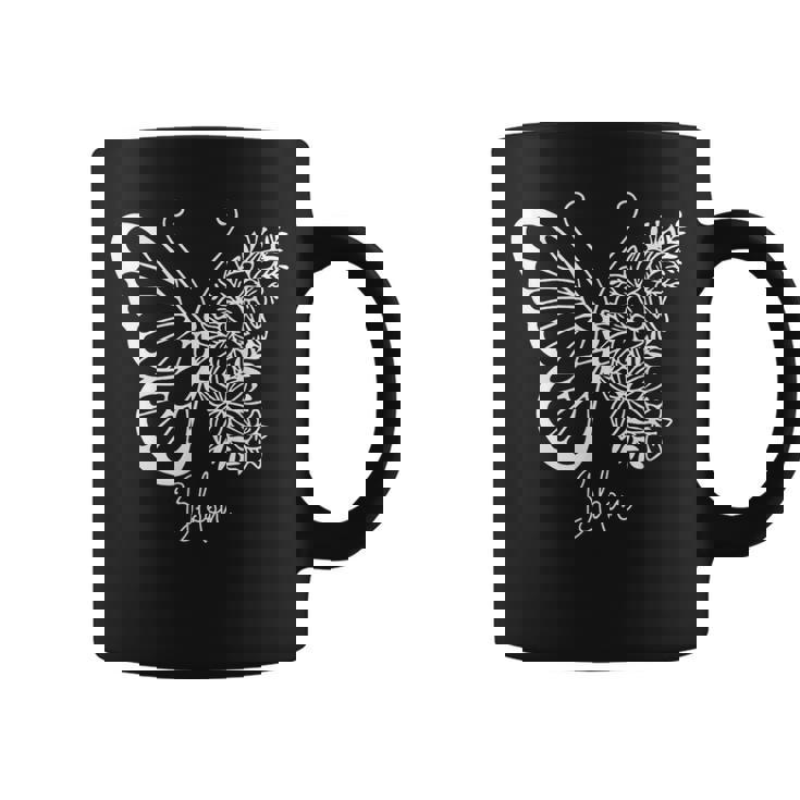 蝶と花、熱帯の花と蝶 コーヒーマグ