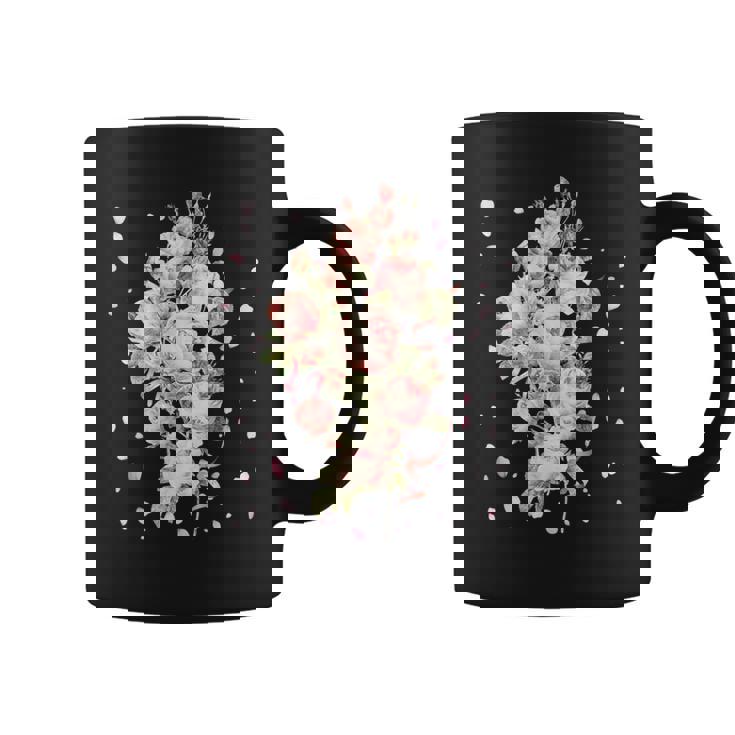 言葉、愛、幸福、平和のピンクのバラの花束 コーヒーマグ