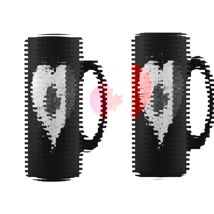 誇り高き日系カナダ人を想うビンテージスタイルのクールなカナダ国旗と日本国旗 コーヒーマグ