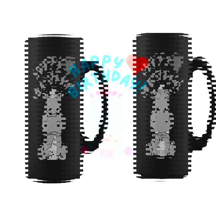 誕生日おめでとうギフト かわいいカバが彼女の誕生日を祝います コーヒーマグ