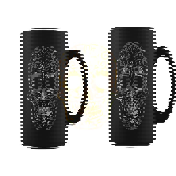 迷彩柄 シュガースカル カラベラ Dia De Muertos メキシカンハロウィン コーヒーマグ