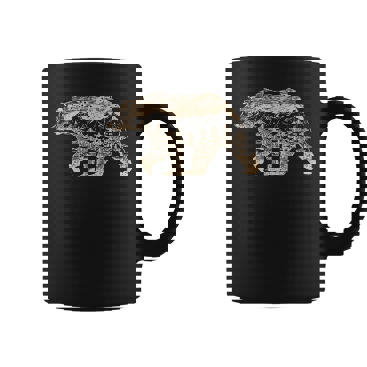 野生動物 レトロ 野生動物 クマ アウトドア 自然 森林 木 コーヒーマグ