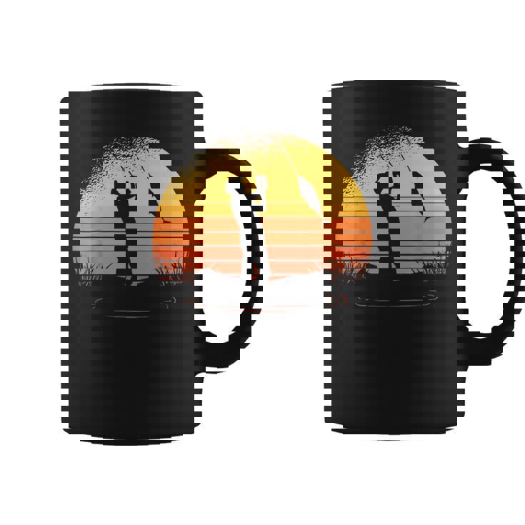 釣り人日没漁師釣り竿 コーヒーマグ
