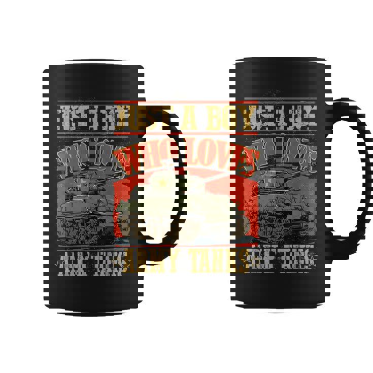 陸軍戦車が大好きな少年第二次世界大戦のシャーマン戦車 コーヒーマグ