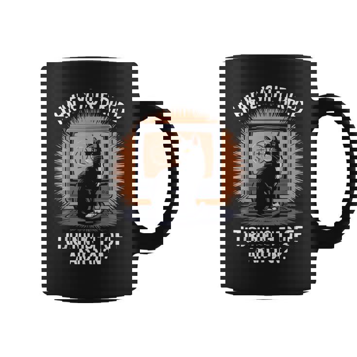 電源を切ってオンにしてみましたか猫が大好きなitコンピューター コーヒーマグ