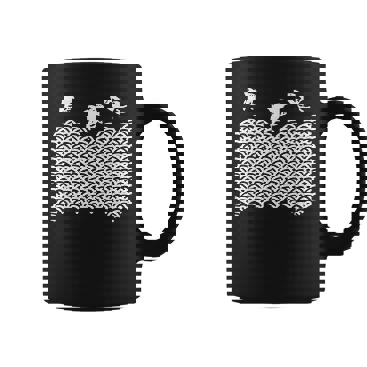 青海波文様 浜千鳥 ロケット 日本の夏 和柄 波 海 ビーチ 鳥 おもしろ 幾何学模様 伝統柄 オリジナル コーヒーマグ