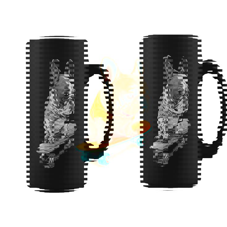 面白い フレンチブルドッグ スケートボード スケーター 犬 イングリッシュドッグ コーヒーマグ