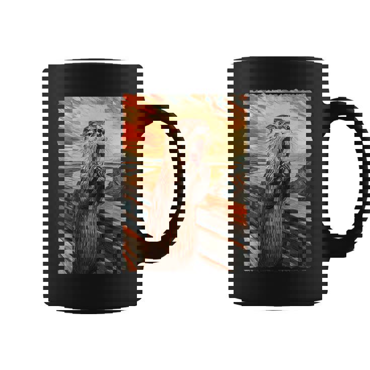 面白い レトロ ムンク 悲鳴 芸術的 絵画 パロディ カワウソ 恋人 コーヒーマグ