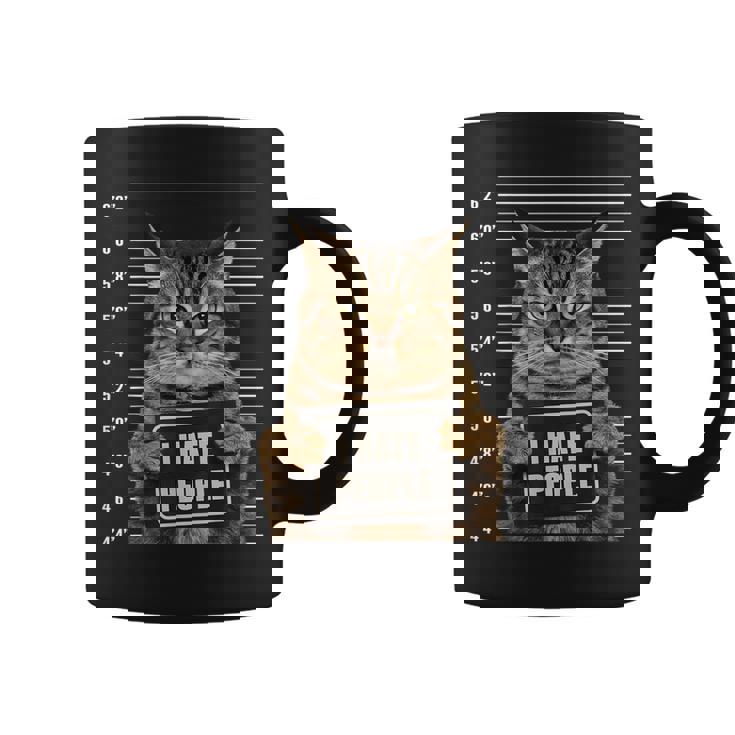 面白い 逮捕された犯罪者猫 マグショット I Hate People Cat Lover コーヒーマグ