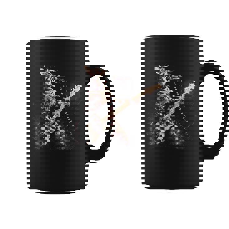 面白いギター猫 エレキギターで遊ぶ ロックスターキャット コーヒーマグ