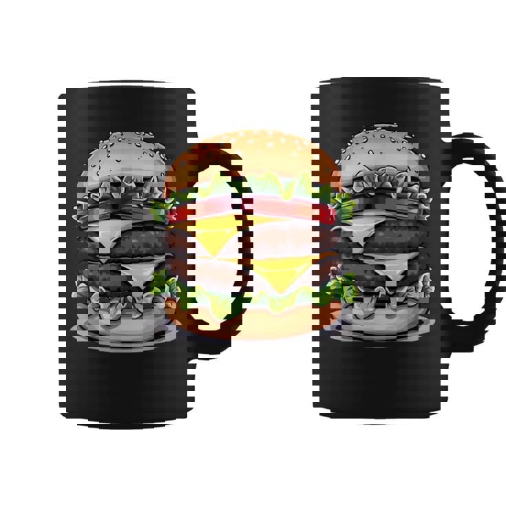 面白いチーズバーガーハンバーガーデザイン キッズ 男女兼用 コーヒーマグ