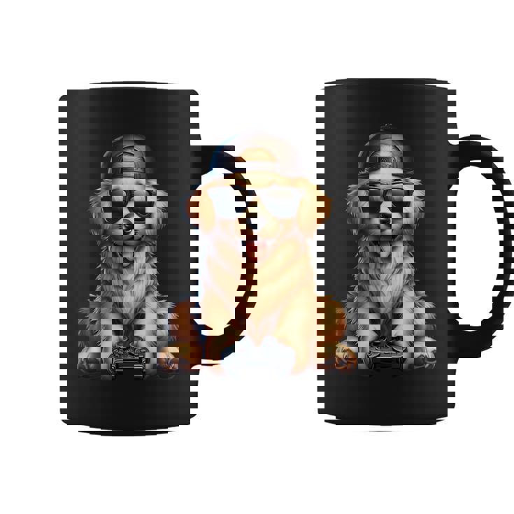 面白いビデオゲーム グラフィック イエロー ラブラドール犬 遊ぶゲーム コーヒーマグ