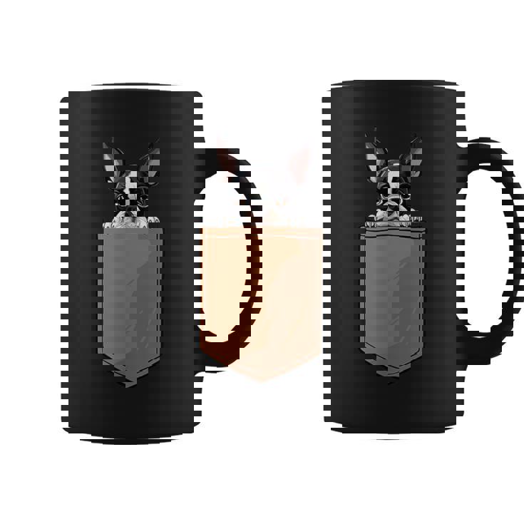 面白いボストンテリア 犬のポケットデザイン ボストンテリア愛好家 コーヒーマグ