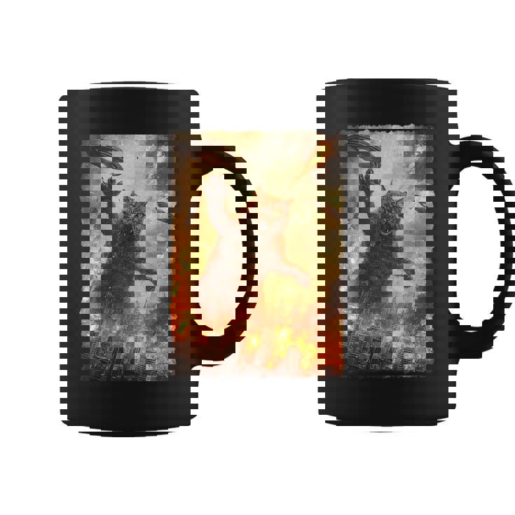 面白いレトロ日本の怪獣モンスター猫セルフィー東京ufo コーヒーマグ