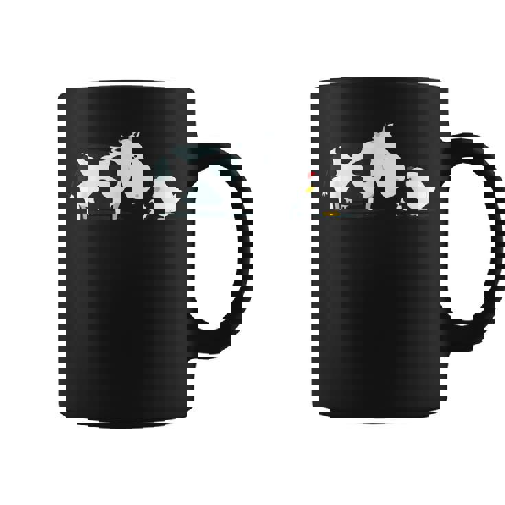 面白くてかわいい牛と鶏 牛柄 卵 漫画 コーヒーマグ