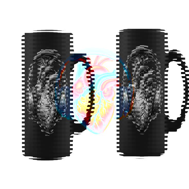 音楽解剖学的ハートとヘッドフォンdjミュージックグラフィック コーヒーマグ