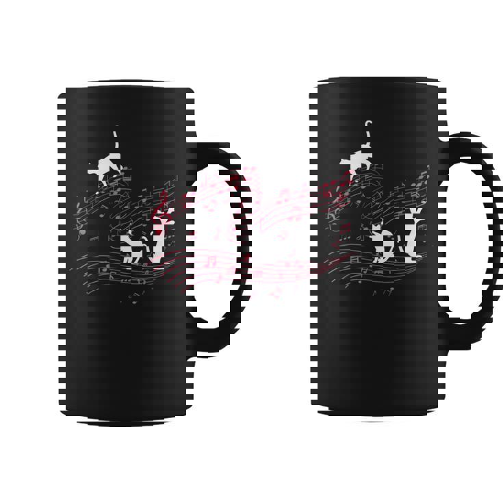 音符で遊ぶ3匹の猫 楽譜 コーヒーマグ