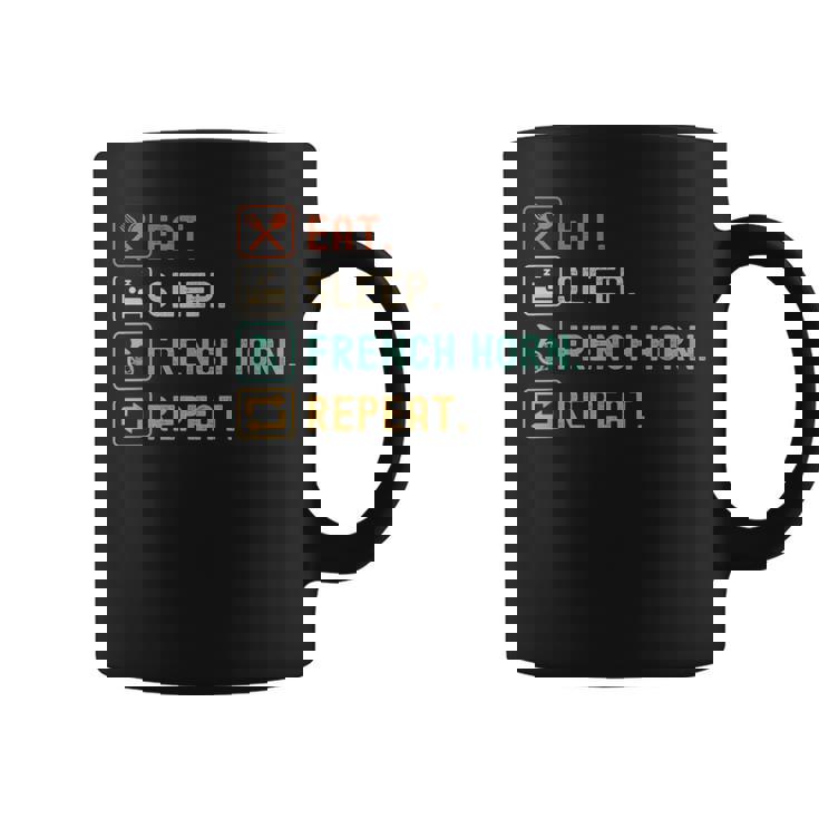 食べる、寝る、フレンチ ホルン リピート 面白いフレンチ ホルン愛好家 コーヒーマグ