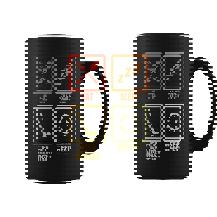 食べる寝るフィールドホッケーの繰り返し コーヒーマグ