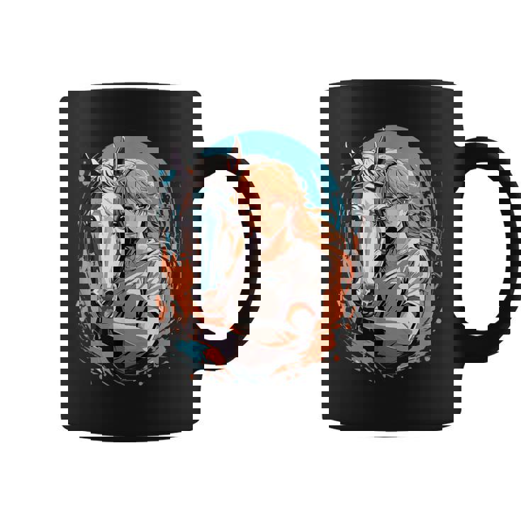 馬のファンのためのアニメガールの象徴的な乗馬デザイン。 コーヒーマグ