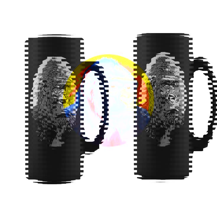 鮮やかなゴリラのイラスト、大胆な色。 コーヒーマグ