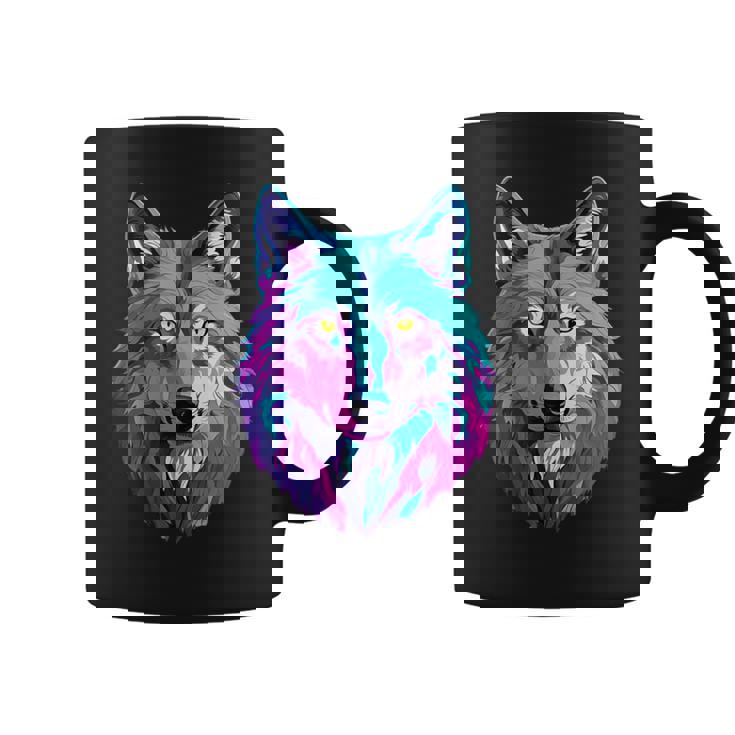 鮮やかなマルチカラーオオカミ コーヒーマグ