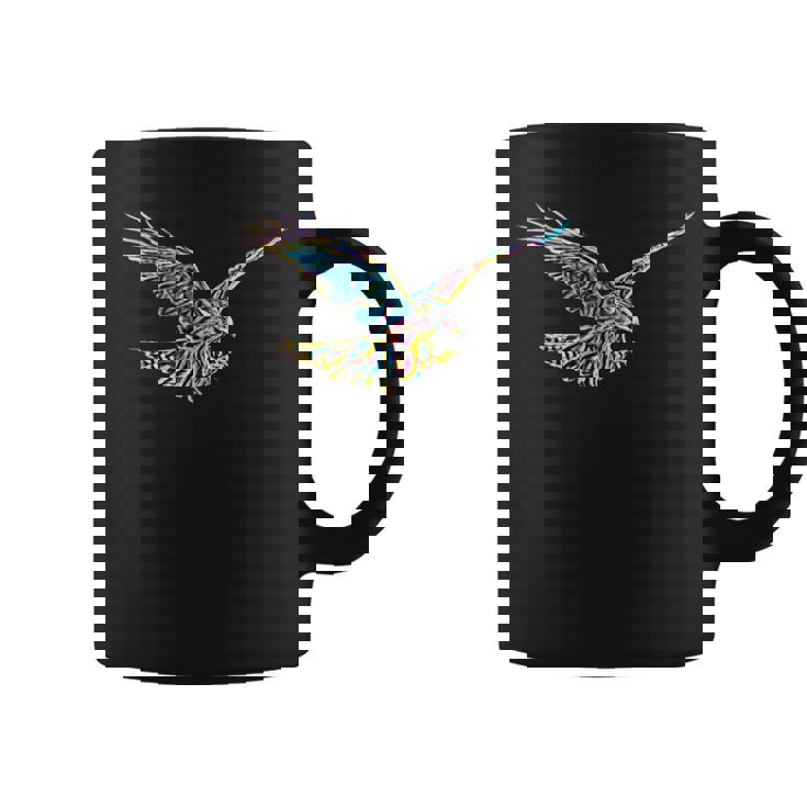 鷹モチーフ 鳥 獲物 くちばし 爪 カラフル 鳥 ハヤブサ コーヒーマグ