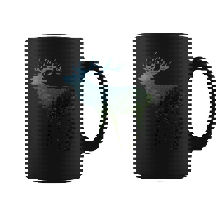 鹿と木 赤い鹿 ダム 鹿 森 木 雄鹿 コーヒーマグ