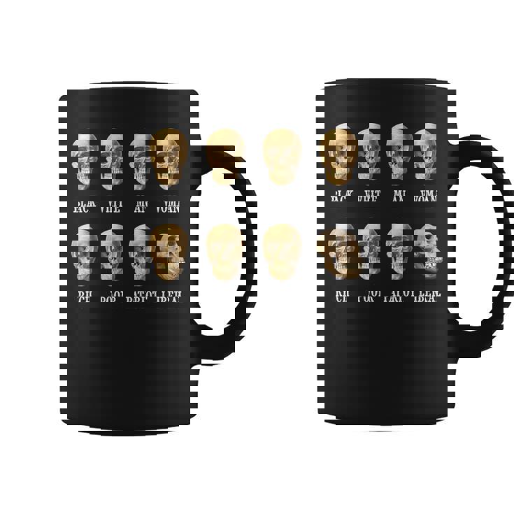 黒人白人男性女性リッチプアーパトリオットリベラル・スカル コーヒーマグ