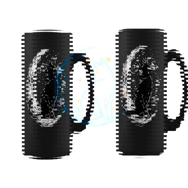 黒猫 三日月 セーラームーンフェイズ 占星術 ペット愛好家 コーヒーマグ