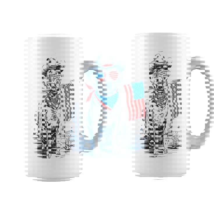 4Th Of July Patriotic Labrador Retriever Cowboy Dog Usa Flag Coffee Mug