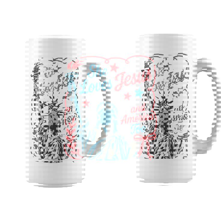 4Th Of July She Loves Jesus And America Too Christian Faith Coffee Mug