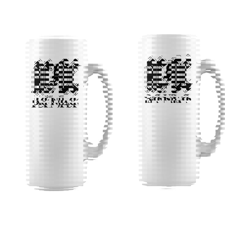 AcDcロックミュージックバンドバックブラックロゴ。 コーヒーマグ