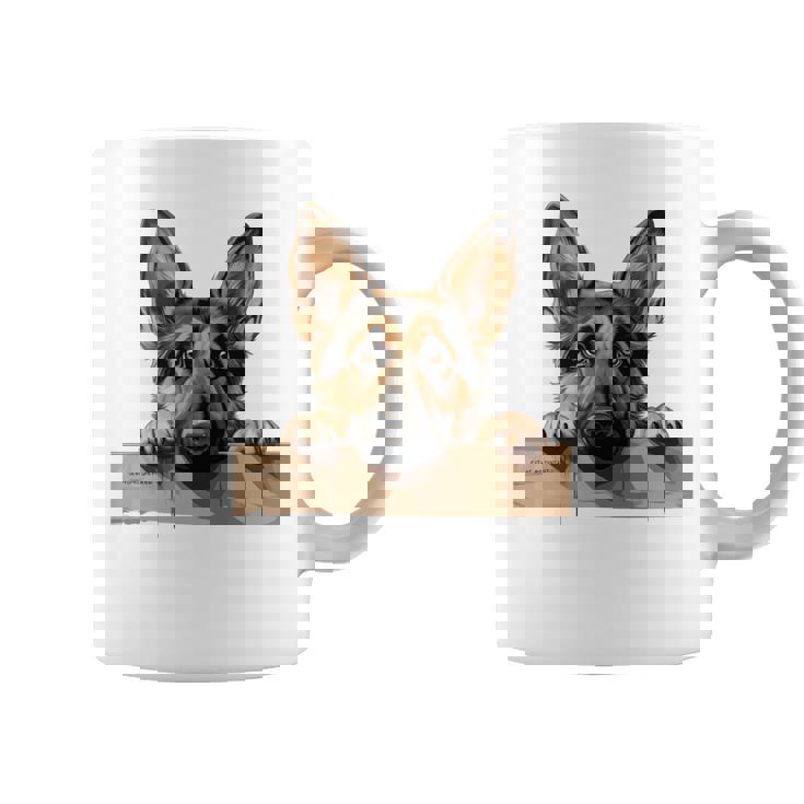 Affectionate Peek ジャーマンシェパードドッグ 長袖tシャツ コーヒーマグ