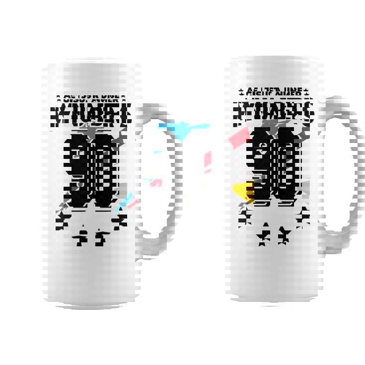 Age Is Just Number スポーツ 90歳 面白い 90歳の誕生日 コーヒーマグ