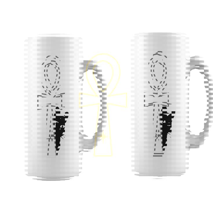 Ankh & Cat デザイン – スピリチュアル瞑想アート コーヒーマグ