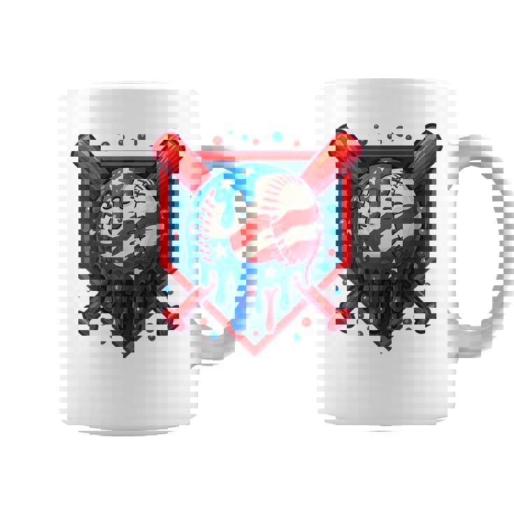 Baseball Drip Ice Cream 4Th Of July Usa Flag Coffee Mug