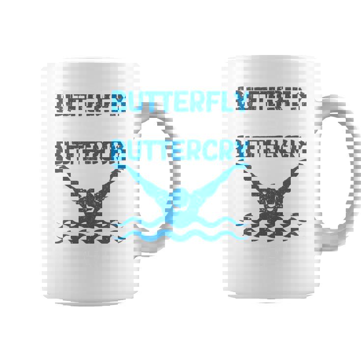 Butterfly Butterwhyバタフライバタフライファニー水泳チーム 長袖tシャツ コーヒーマグ